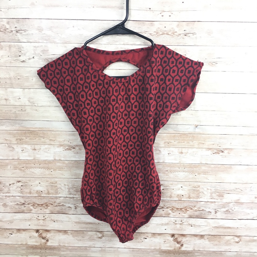 Elegant Red Patterned Women's Jumpsuit